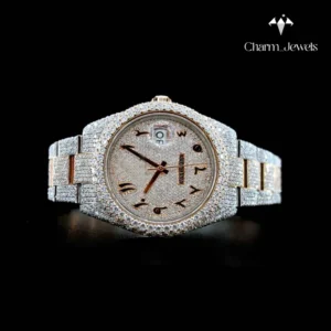Iced Out Cartier Stainless Steel VVS Moissanite Diamond Watch