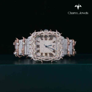 Iced Out Stainless Steel Arabic Dial Moissanite Diamond Watch